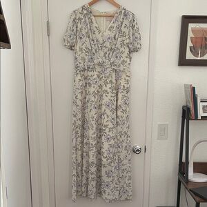 Gal Meets Glam Cream and Purple Floral Maxi Dress